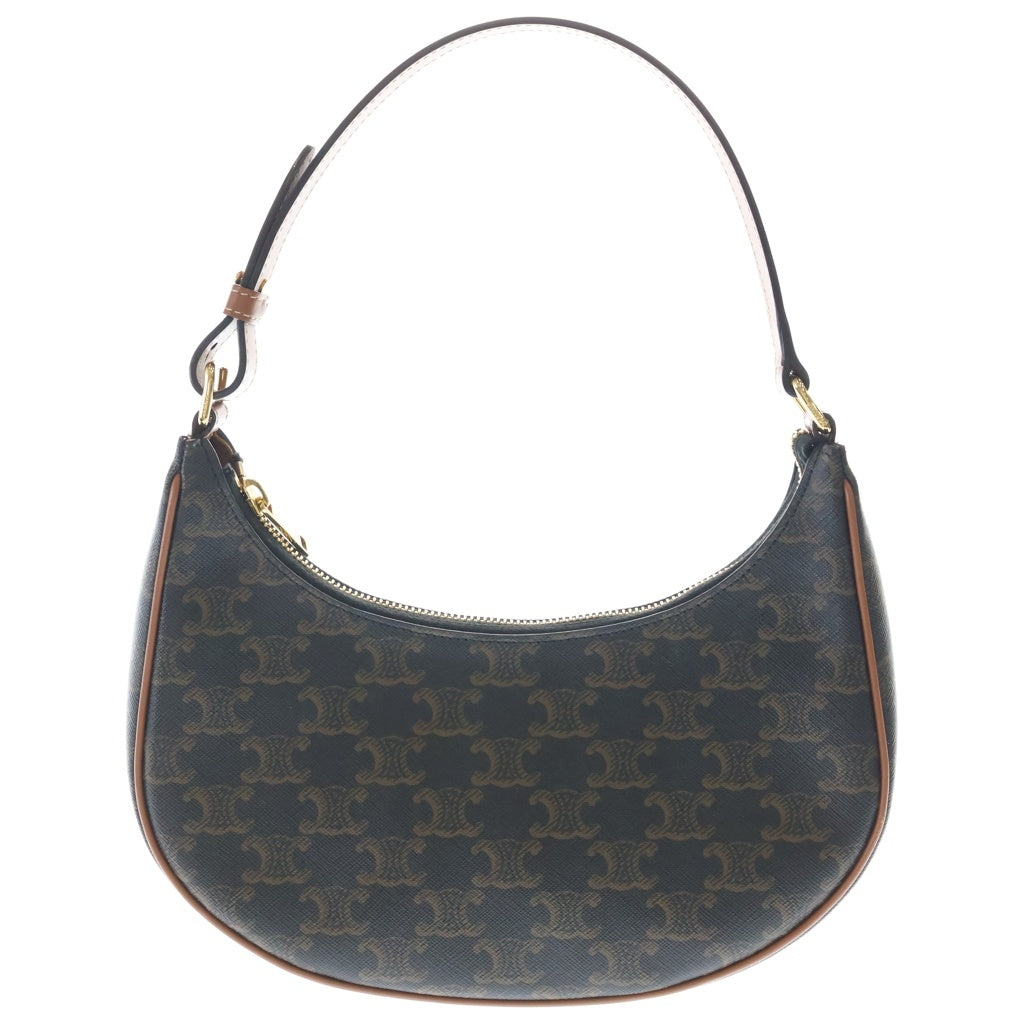 CELINE(セリーヌ) トリオンフ ミニ アヴァ ワンショルダーバッグ ハンドバッグ ブラウン レザー×PVC ゴールド金具 レディース