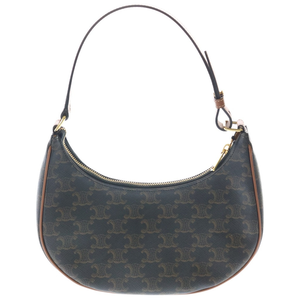CELINE(セリーヌ) トリオンフ ミニ アヴァ ワンショルダーバッグ ハンドバッグ ブラウン レザー×PVC ゴールド金具 レディース