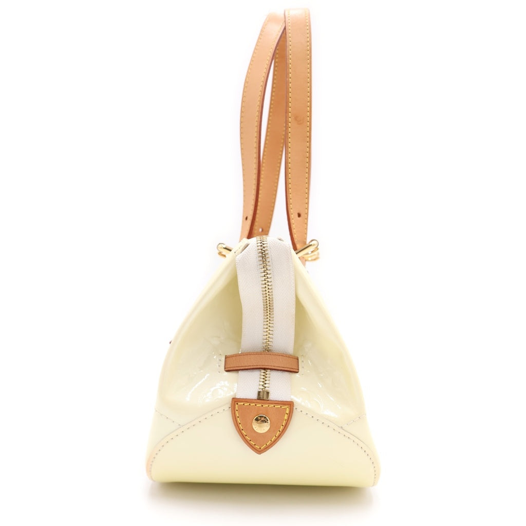 LOUIS VUITTON(ルイヴィトン) ヴェルニ ローズウッドアヴェニュー ペルル ハンドバッグ ライトイエロー×ブラウン レザー×パテント M93508 ゴールド金具 レディース