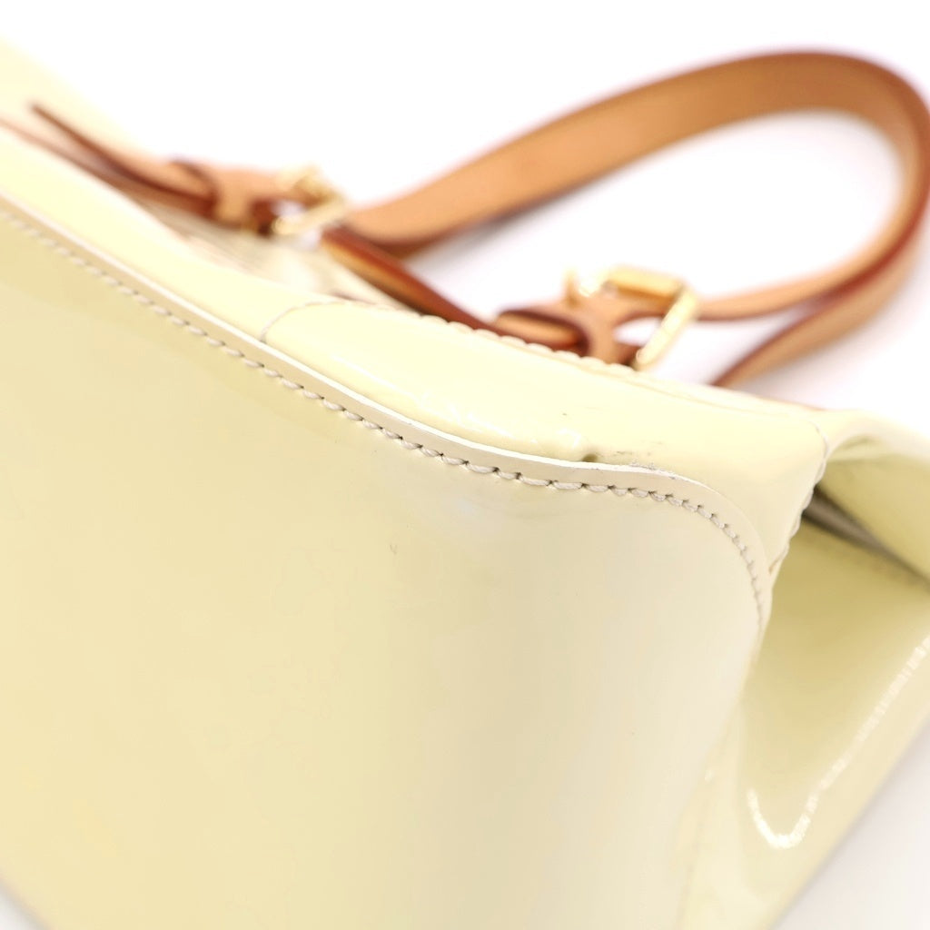 LOUIS VUITTON(ルイヴィトン) ヴェルニ ローズウッドアヴェニュー ペルル ハンドバッグ ライトイエロー×ブラウン レザー×パテント M93508 ゴールド金具 レディース