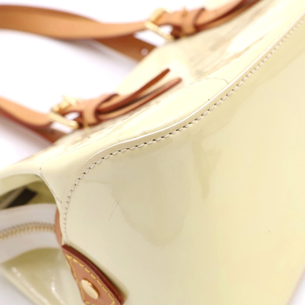 LOUIS VUITTON(ルイヴィトン) ヴェルニ ローズウッドアヴェニュー ペルル ハンドバッグ ライトイエロー×ブラウン レザー×パテント M93508 ゴールド金具 レディース