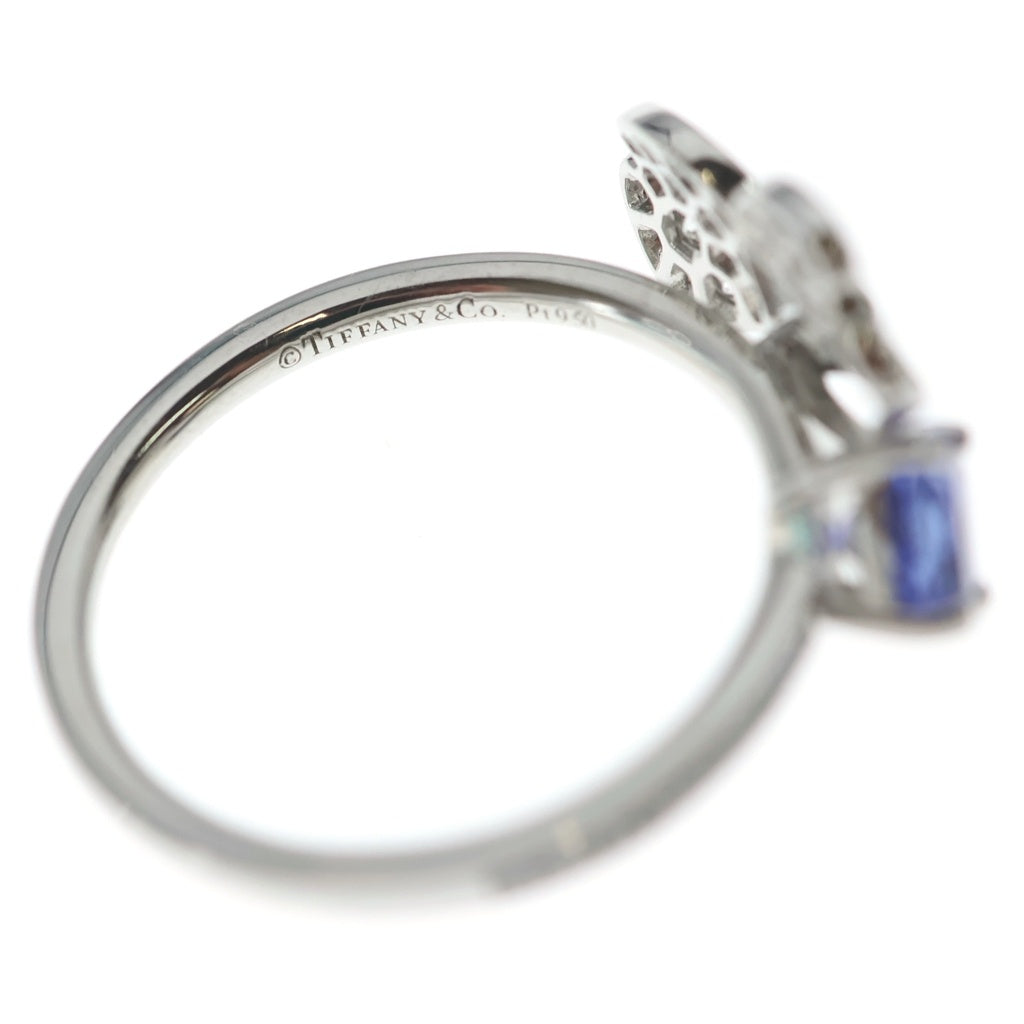 TIFFANY & Co.(ティファニー) ペーパーフラワーリング 指輪 タンザナイト パヴェダイヤ フラワーモチーフ Pt950 ブルー プラチナ シルバー レディース