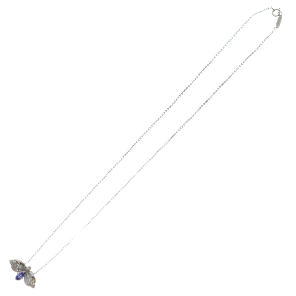 TIFFANY & Co.(ティファニー) ペーパーフラワー ファイヤーフライ タンザナイト ネックレス ダイヤモンド PT950 プラチナ シルバー/ブルー レディース