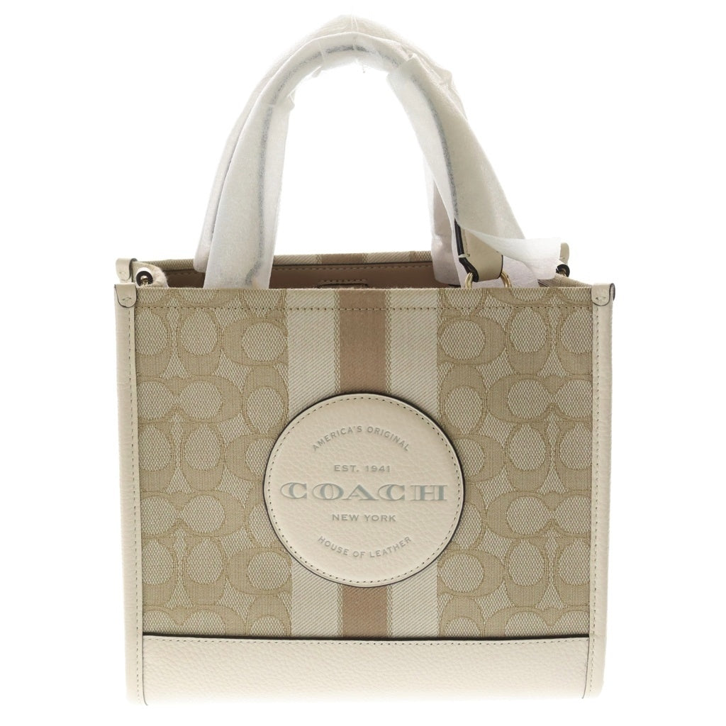 COACH(コーチ) デンプシー トート22 トート ハンドバッグ ストライプ ジャカード パッチ ベージュ CQ878-1 レディース