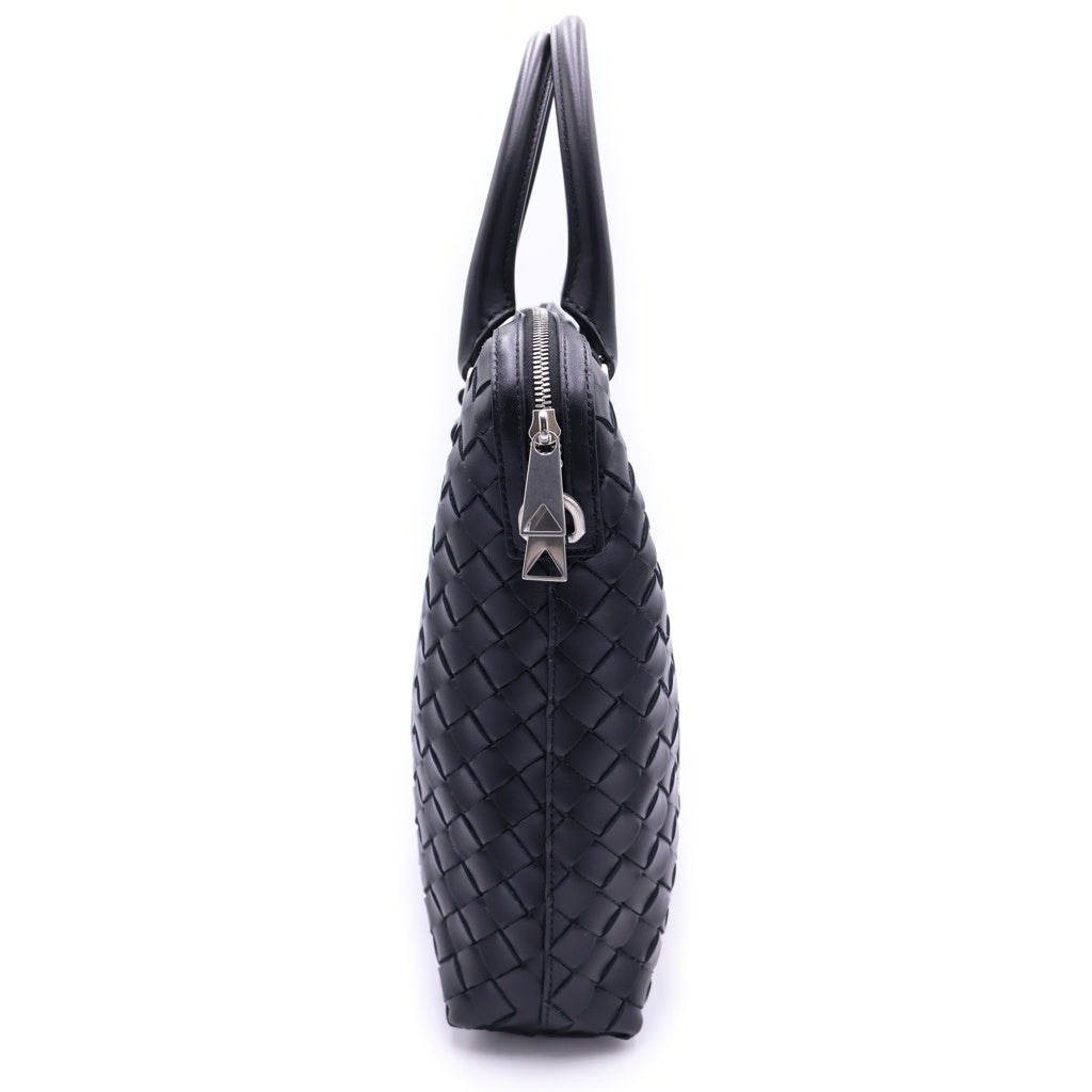 BOTTEGA VENETA(ボッテガヴェネタ) イントレチャート ブリーフケース ハンドバッグ ビジネスバッグ ショルダーバッグ ブラック レザー シルバー金具
