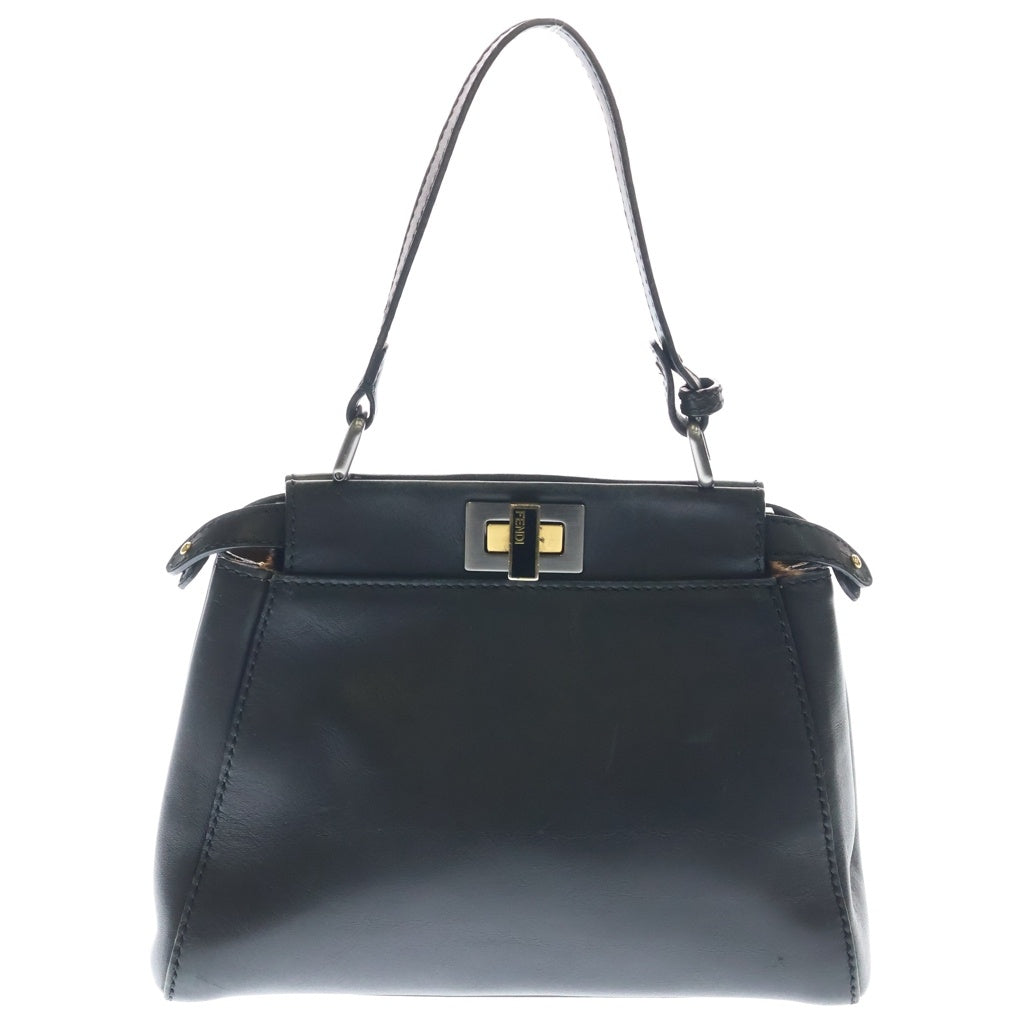 FENDI(フェンディ) ピーカブーミニ 2WAYバッグ ハンドバッグ ショルダーバッグ ブラック レザー 8BN244 シルバー金具 レディース