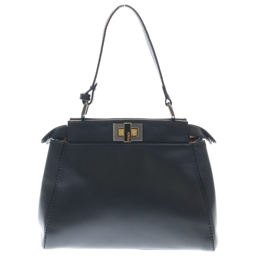 FENDI(フェンディ) ピーカブーミニ 2WAYバッグ ハンドバッグ ショルダーバッグ ブラック レザー 8BN244 シルバー金具 レディース