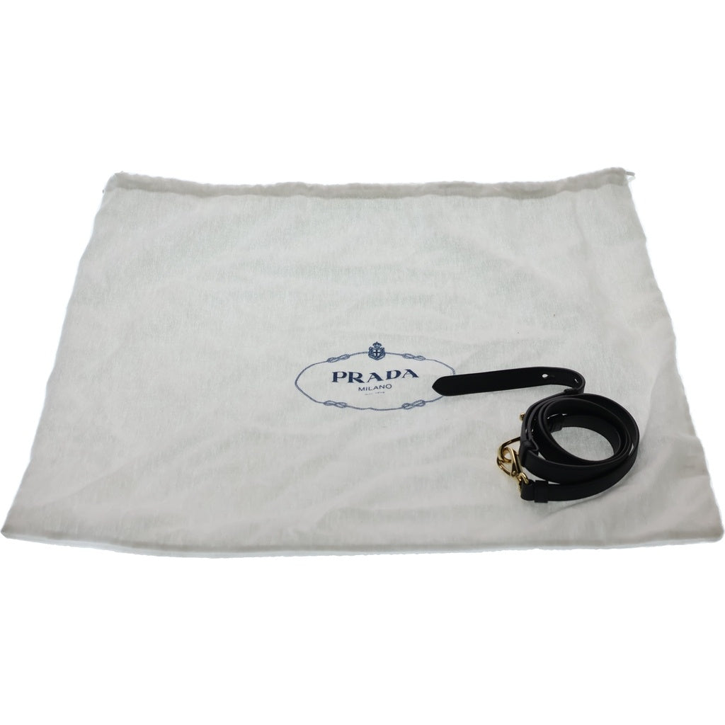 PRADA(プラダ) 2WAYハンドバッグ ミディアム ショルダーバッグ ブラック ソフトグレインレザー 1BA417 ゴールド金具 レディース