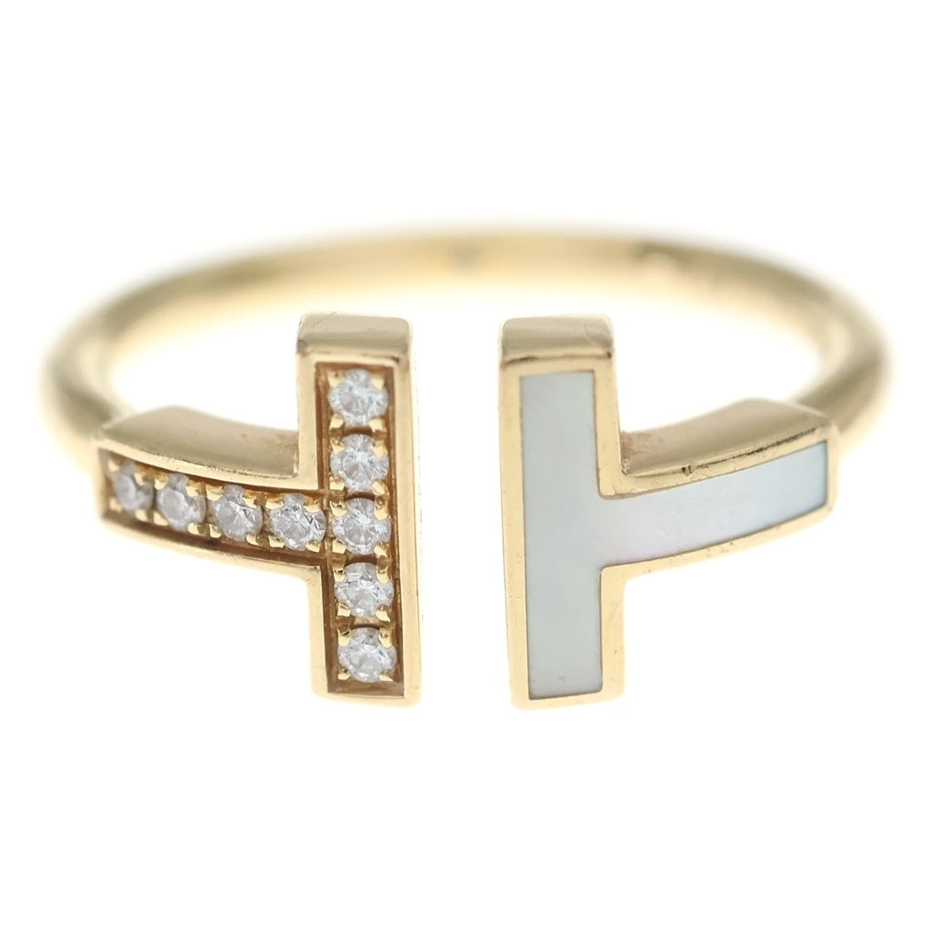 TIFFANY & Co.(ティファニー) Tワイヤー シェル×ダイヤ Au750 K18PG リング 指輪 #52 ピンクゴールド レディース