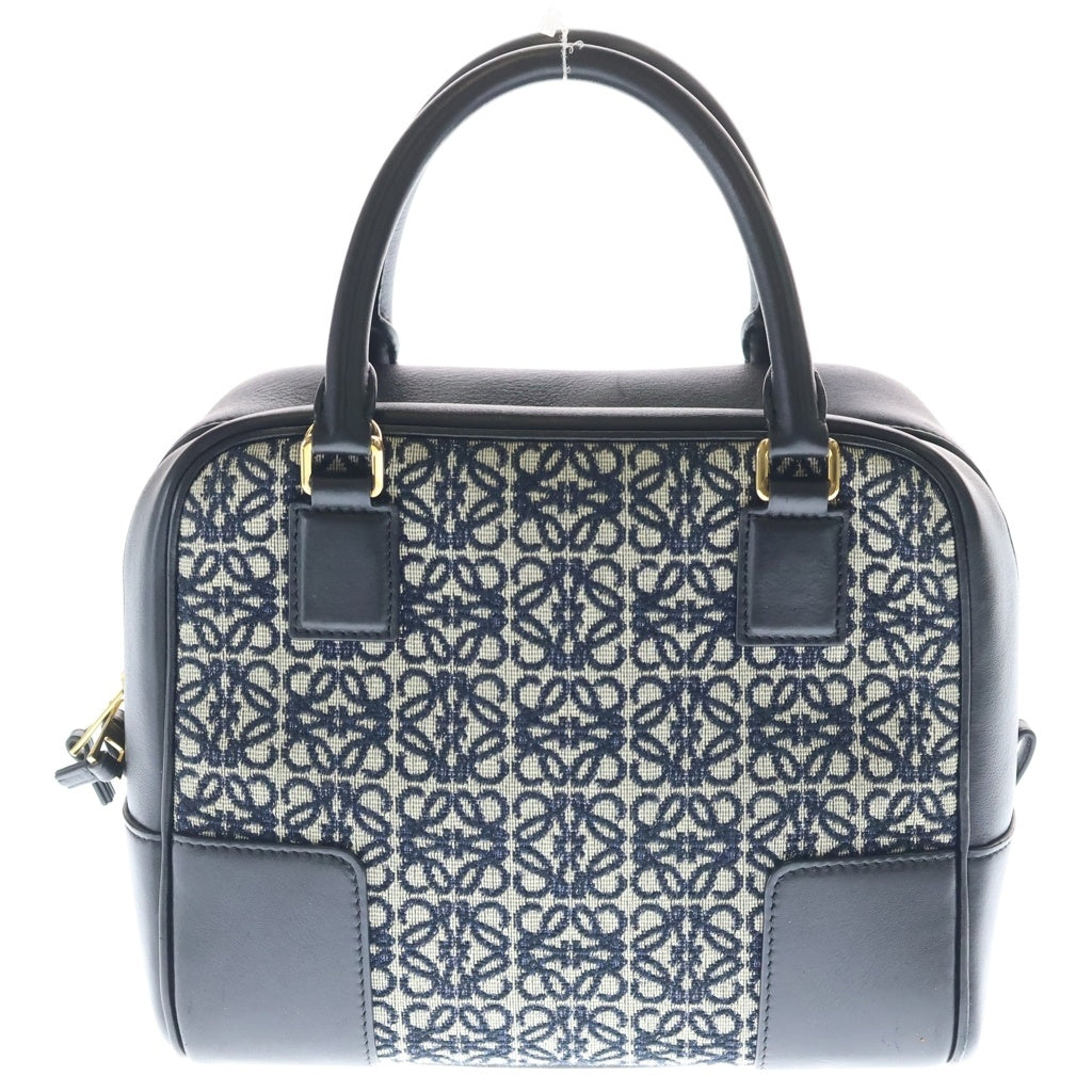 LOEWE(ロエベ) アナグラム アマソナ19 ジャガード キャンバス×レザー 2WAY ハンドバッグ ショルダーバッグ ブラック/ベージュ レディース