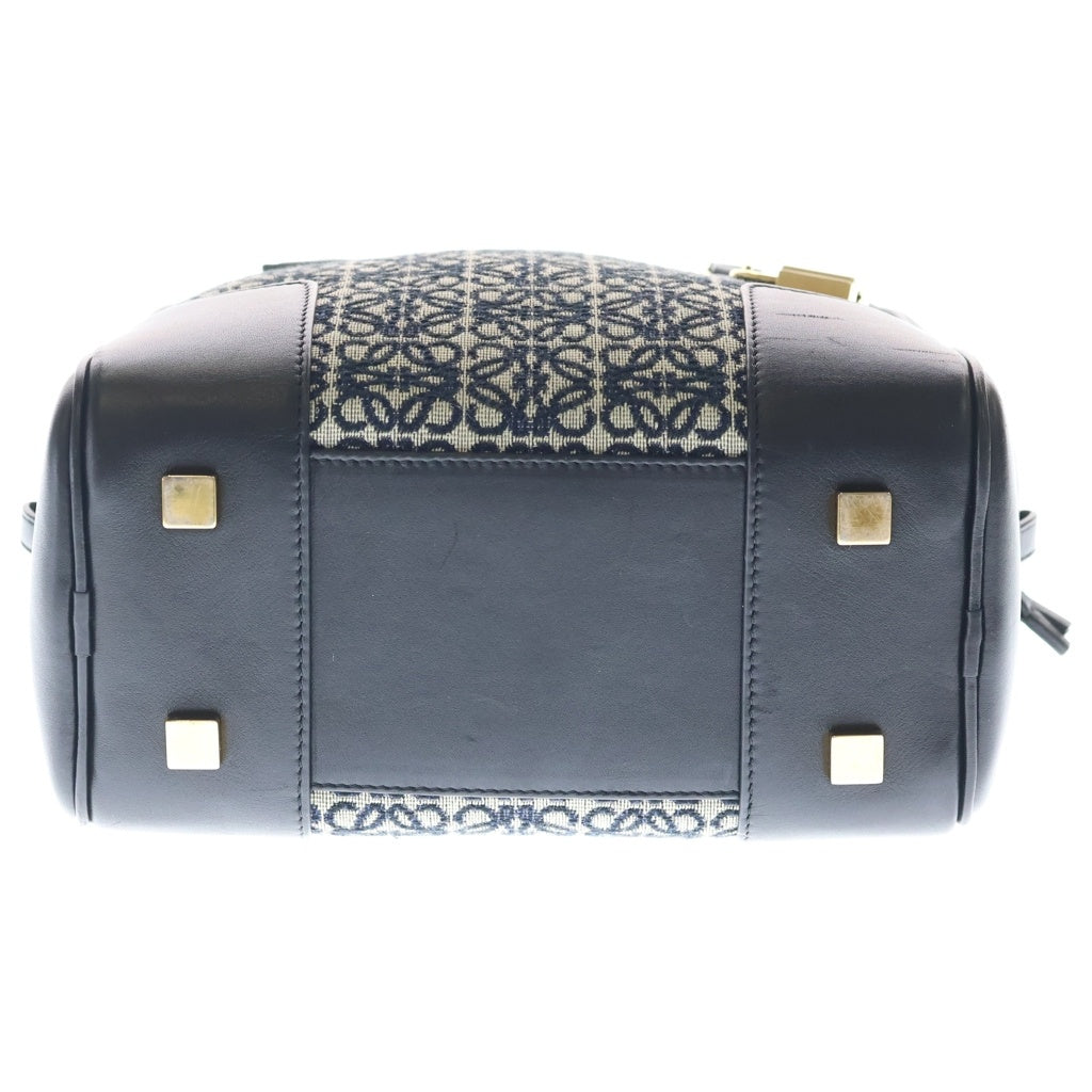 LOEWE(ロエベ) アナグラム アマソナ19 ジャガード キャンバス×レザー 2WAY ハンドバッグ ショルダーバッグ ブラック/ベージュ レディース