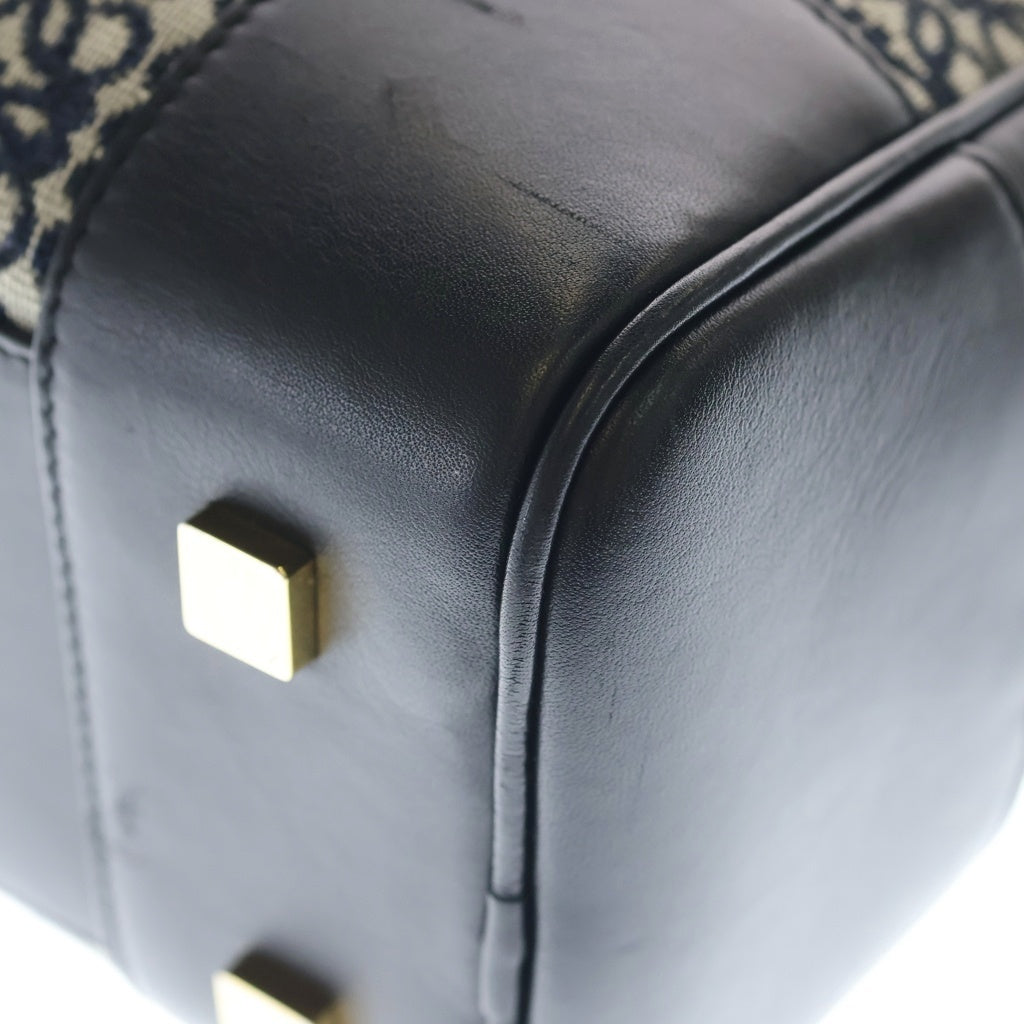 LOEWE(ロエベ) アナグラム アマソナ19 ジャガード キャンバス×レザー 2WAY ハンドバッグ ショルダーバッグ ブラック/ベージュ レディース