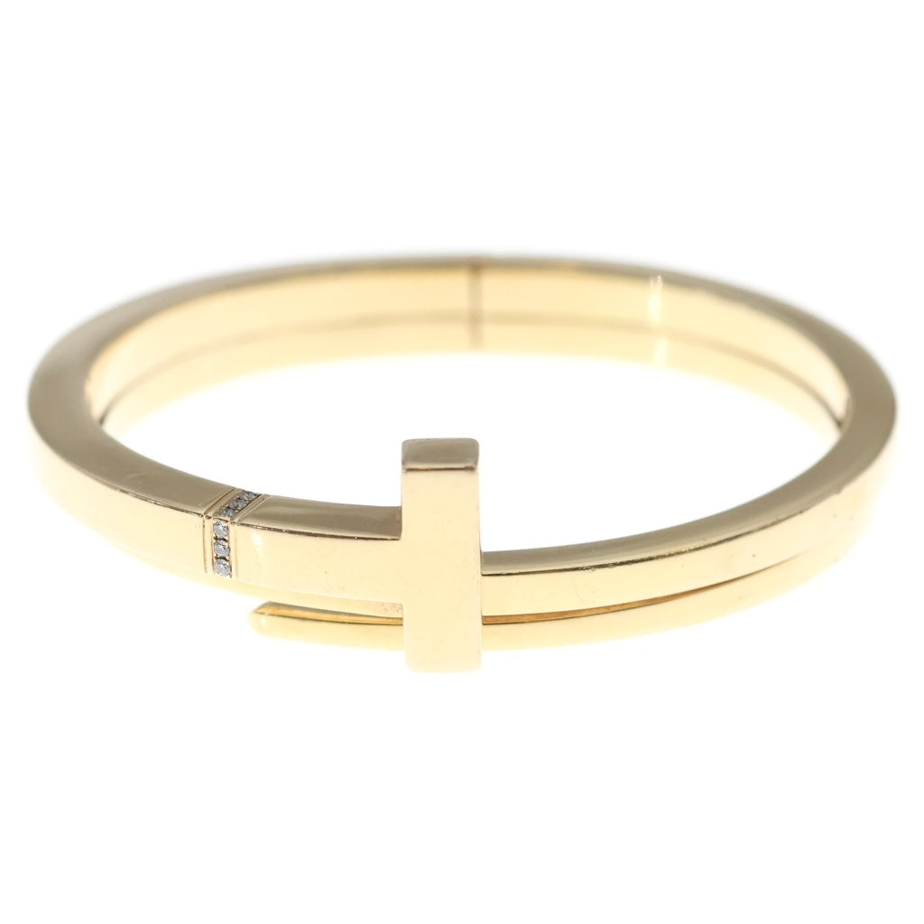 TIFFANY & Co.(ティファニー) Tスクエアラップ メレダイヤ Au750 K18PG ブレスレット バングル ピンクゴールド レディース