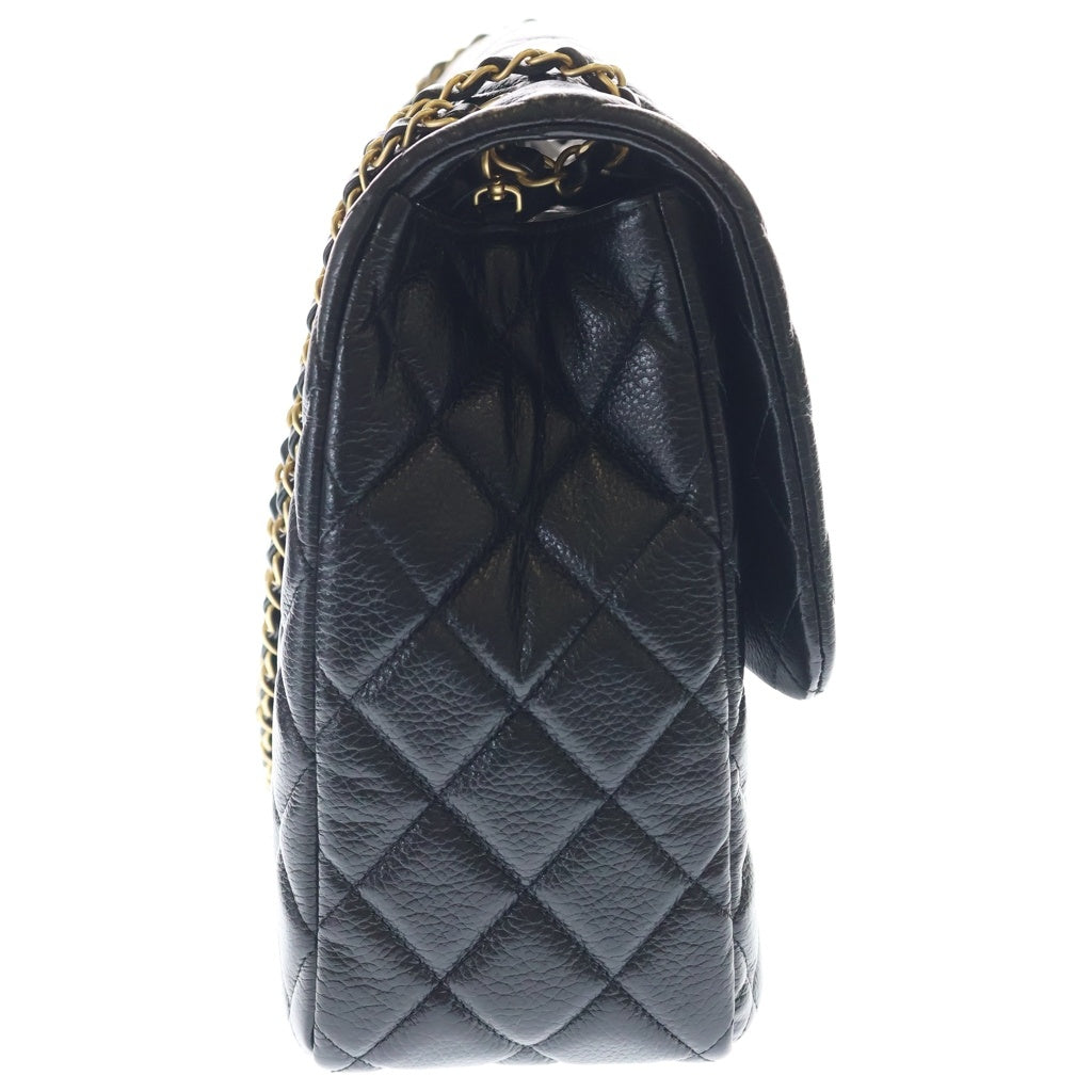 CHANEL(シャネル) デカマトラッセ40 チェーンショルダーバッグ ブラック レザー ゴールド金具 レディース