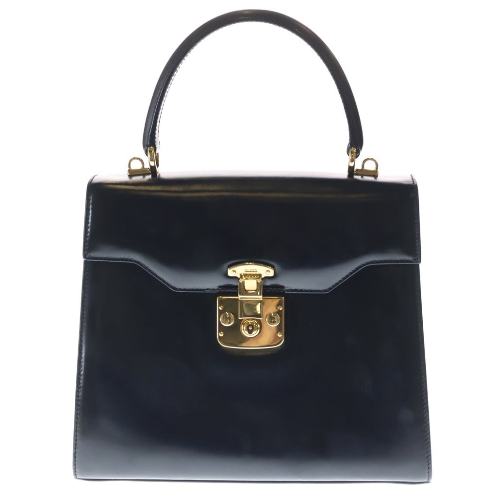 GUCCI(グッチ) レディロック ハンドバッグ ブラック レザー ゴールド金具 レディース