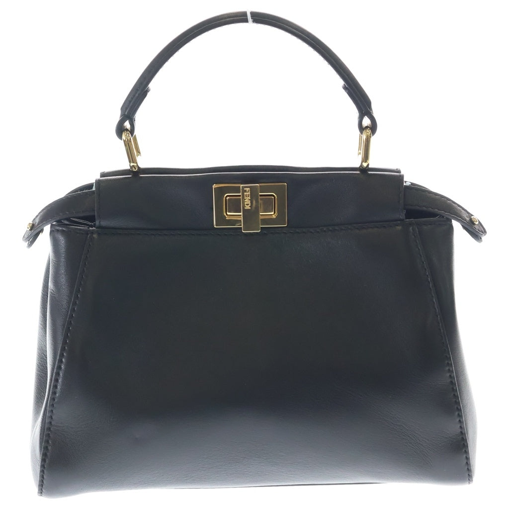 FENDI(フェンディ) ピーカブー レザー ゴールド金具 2WAY ハンドバッグ ショルダーバッグ 8BN244 ブラック レディース