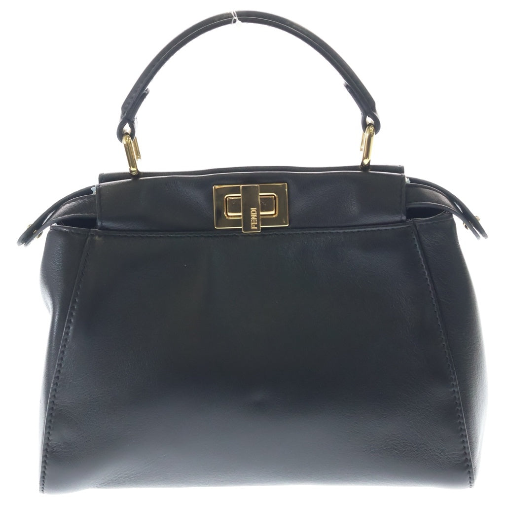 FENDI(フェンディ) ピーカブー レザー ゴールド金具 2WAY ハンドバッグ ショルダーバッグ 8BN244 ブラック レディース