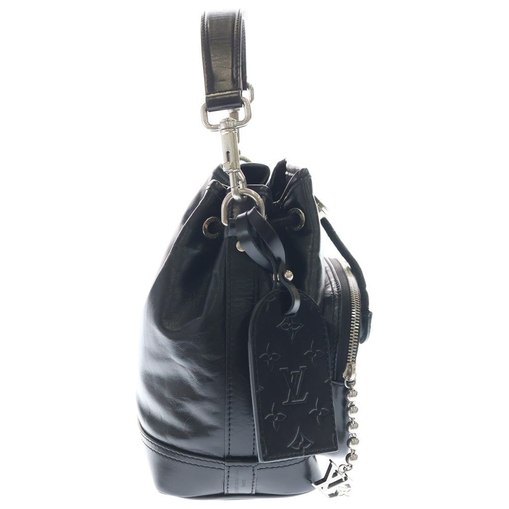 LOUIS VUITTON(ルイヴィトン) LV NIGHT ノエ カーゴ ショルダーバック ブラック レザー M13985 シルバー金具 レディース