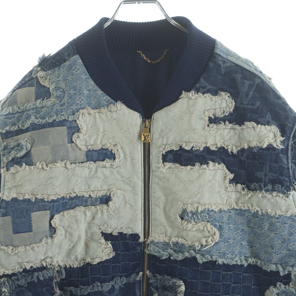 LOUIS VUITTON(ルイヴィトン) パッチワークデニム ボンバージャケット インディゴブルー #56 1AILMX
