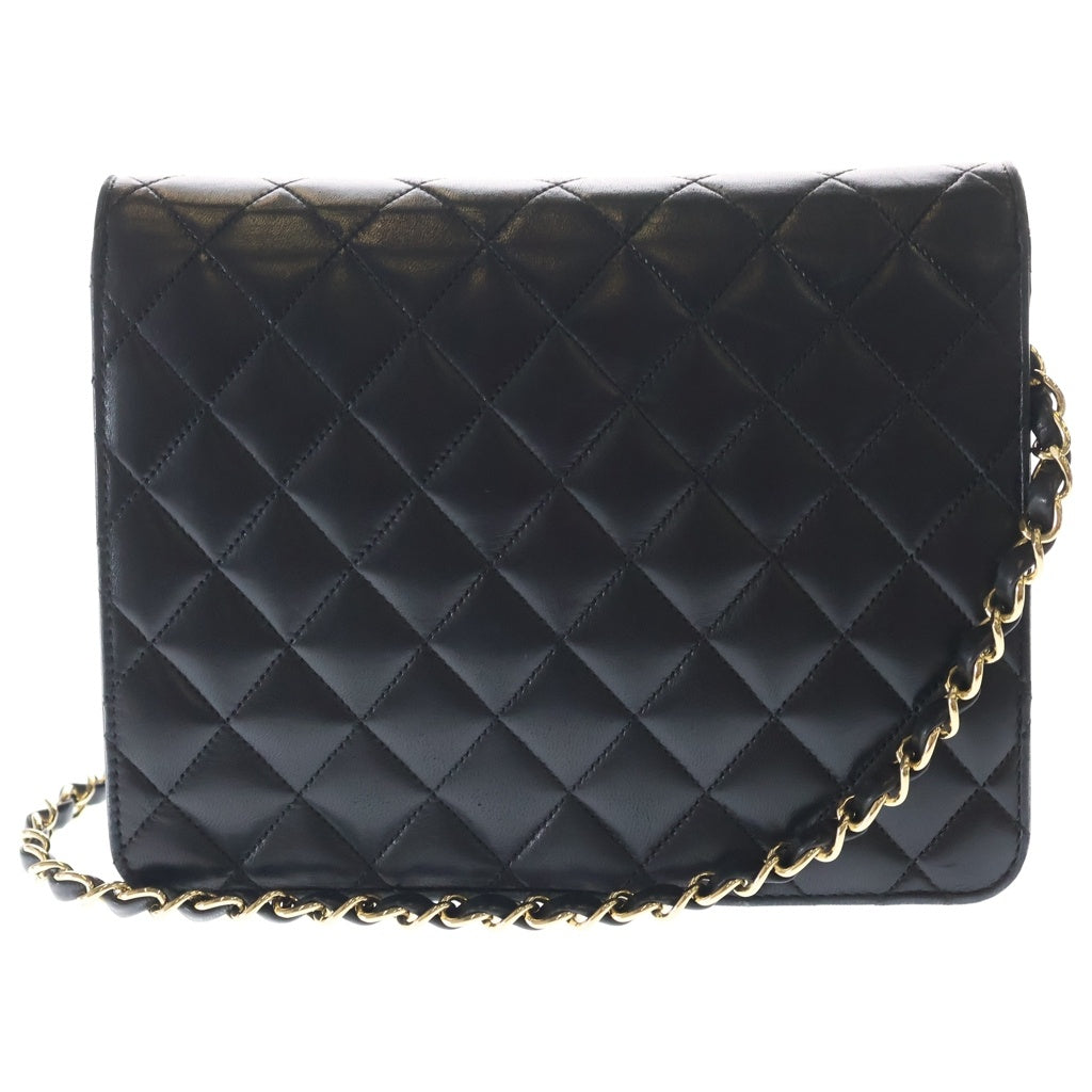 CHANEL(シャネル) マトラッセ22 プッシュロック シングルフラップシングルチェーンショルダーバッグ ブラック ラムスキン ゴールド金具 レディース