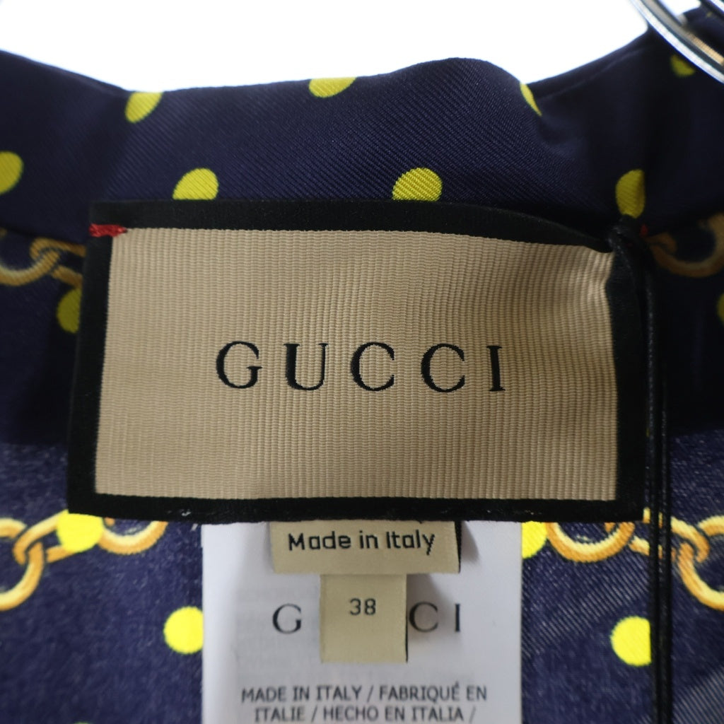 GUCCI(グッチ) 短丈 ZANUR シルクシャツ ネイビー #38 744796 レディース