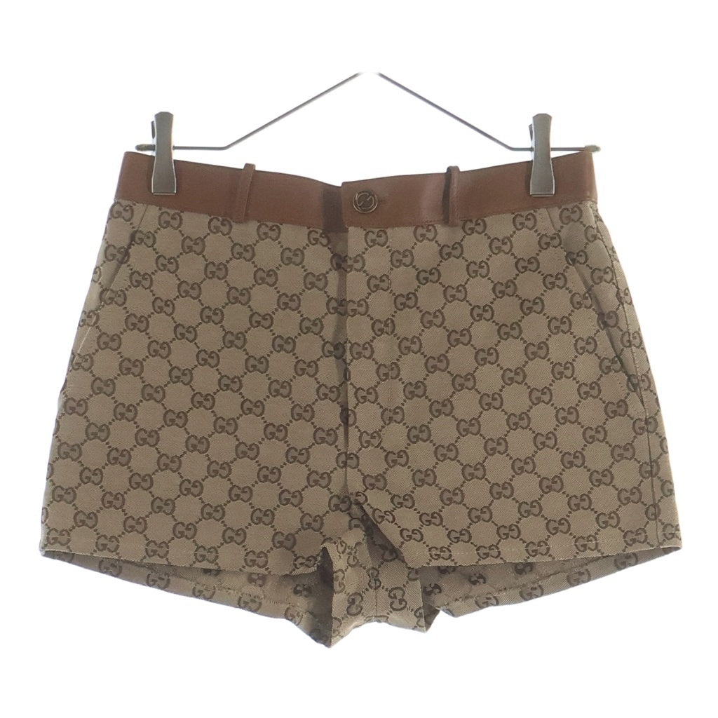 GUCCI(グッチ) GGキャンバス ショートパンツ ベージュ×ブラウン #38 681154 レディース
