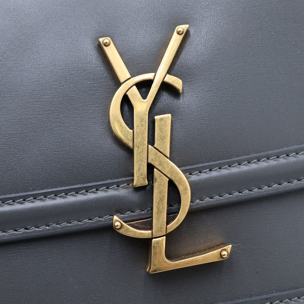 SAINT LAURENT PARIS(サンローランパリ) ソルフェリーノ スモール ショルダーバッグ ミニバッグ グレー レザー 634306 ゴールド金具 レディース