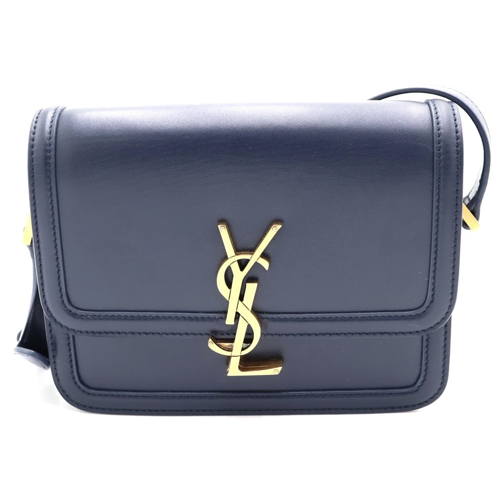 SAINT LAURENT PARIS(サンローランパリ) ソルフェリーノ スモール ショルダーバッグ ミニバッグ ネイビー レザー 634306 ゴールド金具 レディース