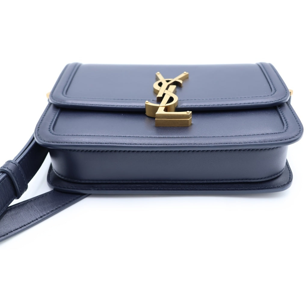 SAINT LAURENT PARIS(サンローランパリ) ソルフェリーノ スモール ショルダーバッグ ミニバッグ ネイビー レザー 634306 ゴールド金具 レディース