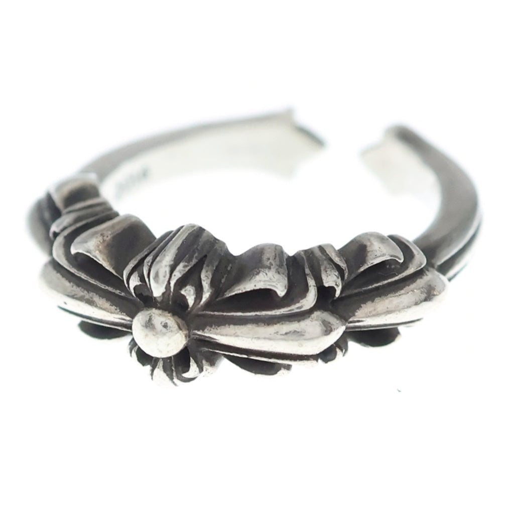 CHROME HEARTS(クロムハーツ) BABY CLSC W FLRL CRS ベイビークラシック ダブルフローラル クロス オープン リング シルバー