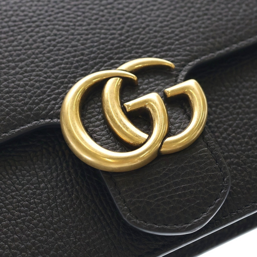 GUCCI(グッチ) GGマーモント ショルダーバッグ チェーンバッグ ブラック レザー 779790 ゴールド金具 レディース