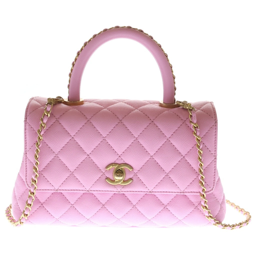 CHANEL(シャネル) ココハンドル XS 2WAYバッグ ハンドバッグ ショルダーバッグ ピンク キャビアスキン A92990 ゴールド金具 レディース