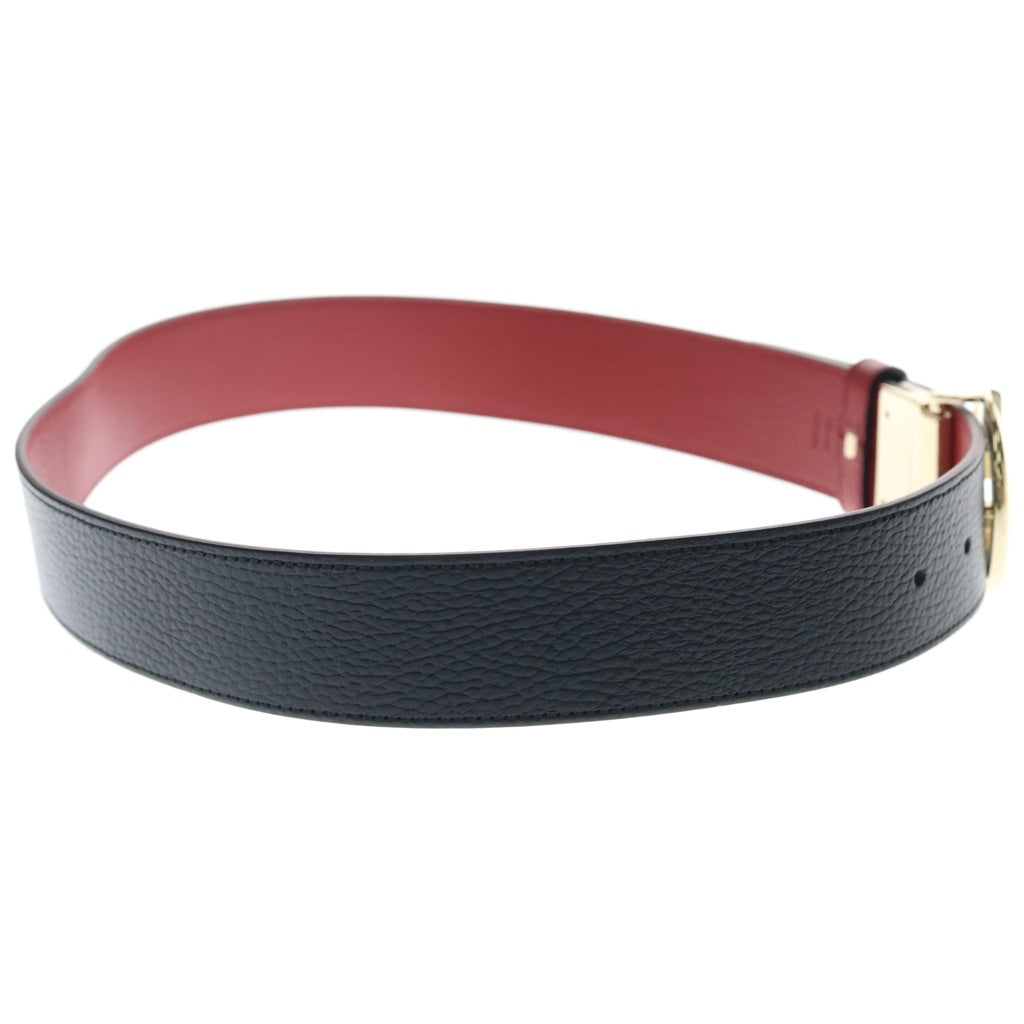 GUCCI(グッチ) GGバックル リバーシブル レザー ベルト ゴールド金具 ブラック/レッド 214351 レディース