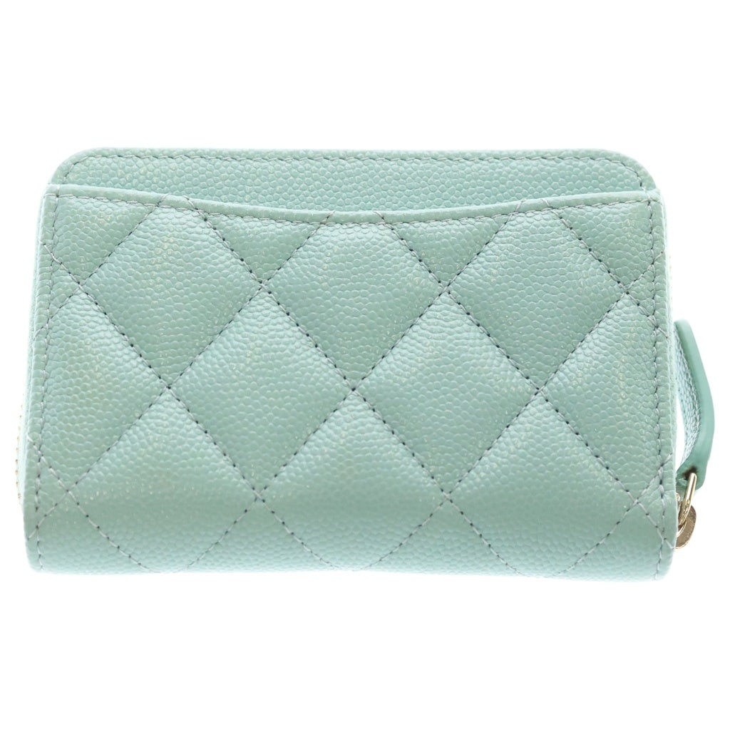 CHANEL(シャネル) マトラッセ キャビアスキン レザー ジップ コイン ケース ゴールド金具 ライトブルー AP0216 29番台 レディース