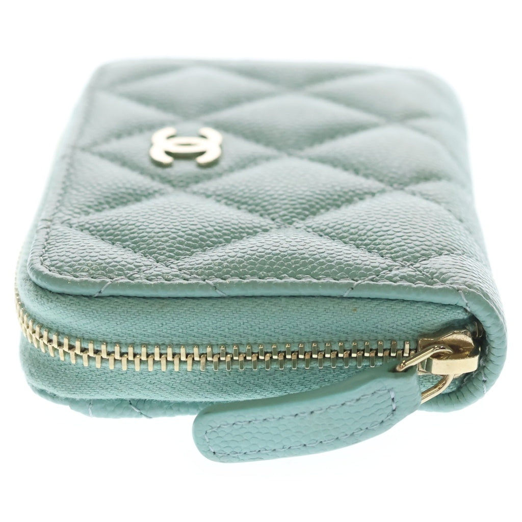 CHANEL(シャネル) マトラッセ キャビアスキン レザー ジップ コイン ケース ゴールド金具 ライトブルー AP0216 29番台 レディース