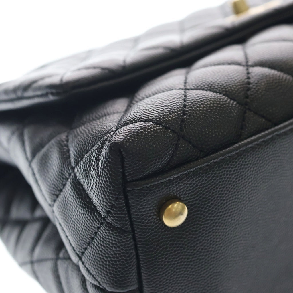 CHANEL(シャネル) ココハンドル29 トップハンドル キャビアスキン レザー 2WAY ハンド チェーン ショルダーバッグ ゴールド金具 ブラック 27番台 レディース