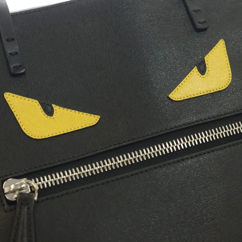 FENDI(フェンディ) モンスター ロールバッグ ハンドバッグ トートバッグ ブラック レザー 8BH185 シルバー金具 レディース
