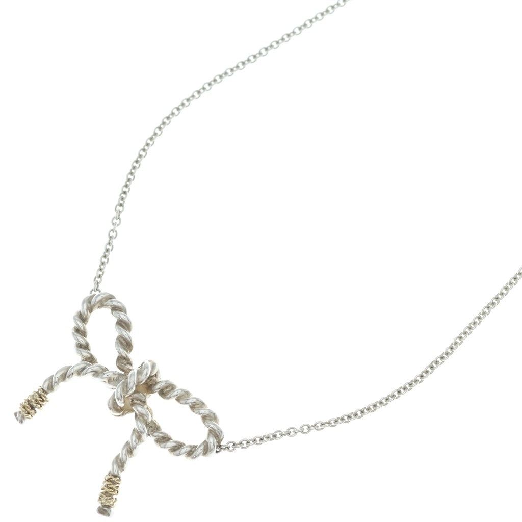 TIFFANY & Co.(ティファニー) ツイストリボン コンビ ネックレス Ag925/K18YG シルバー/イエローゴールド レディース