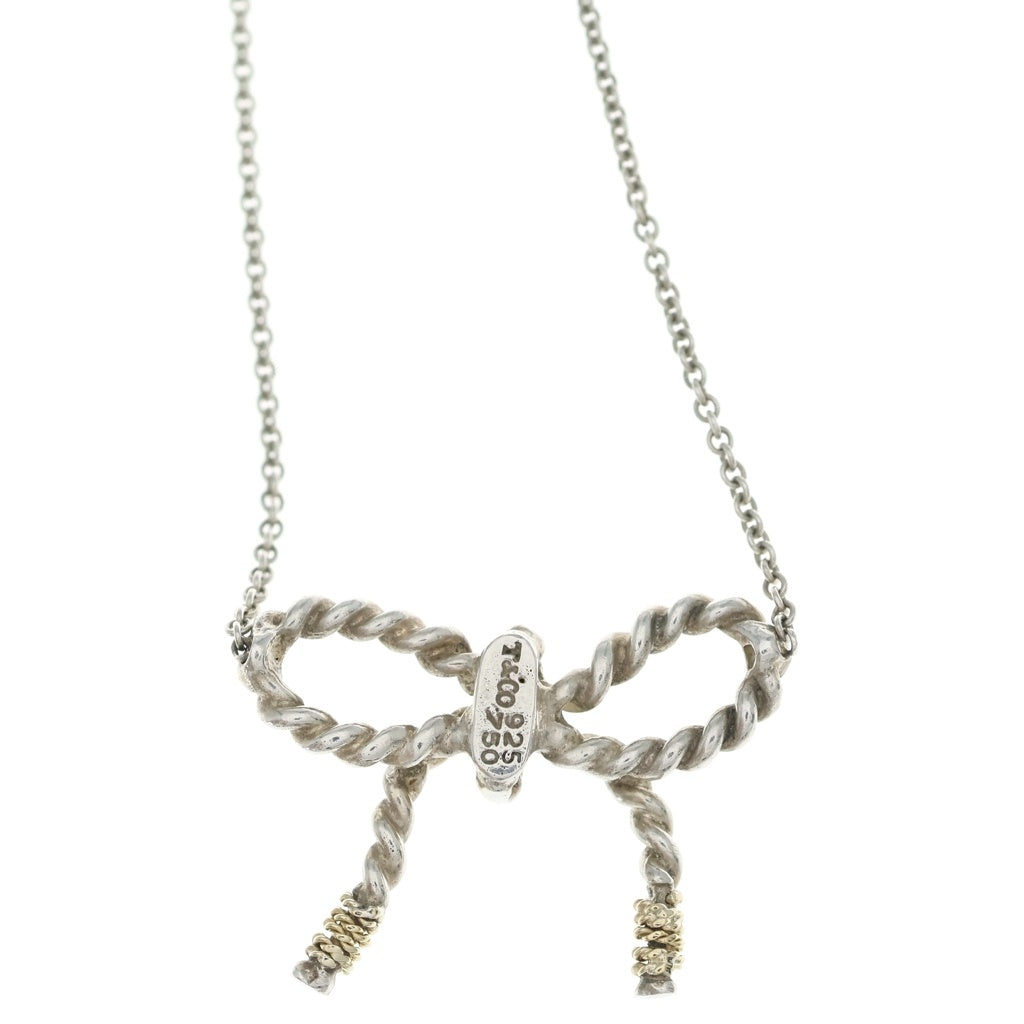 TIFFANY & Co.(ティファニー) ツイストリボン コンビ ネックレス Ag925/K18YG シルバー/イエローゴールド レディース
