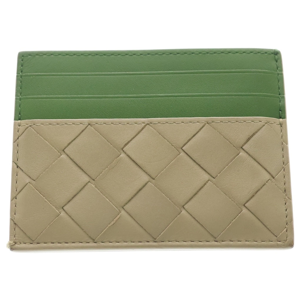 BOTTEGA VENETA(ボッテガヴェネタ) カードケース イントレチャート グリーン/トープ レザー レディース