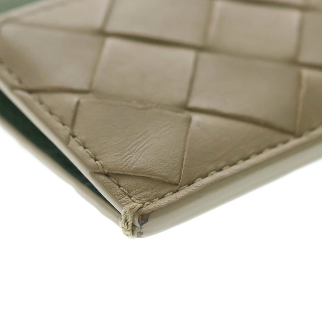 BOTTEGA VENETA(ボッテガヴェネタ) カードケース イントレチャート グリーン/トープ レザー レディース