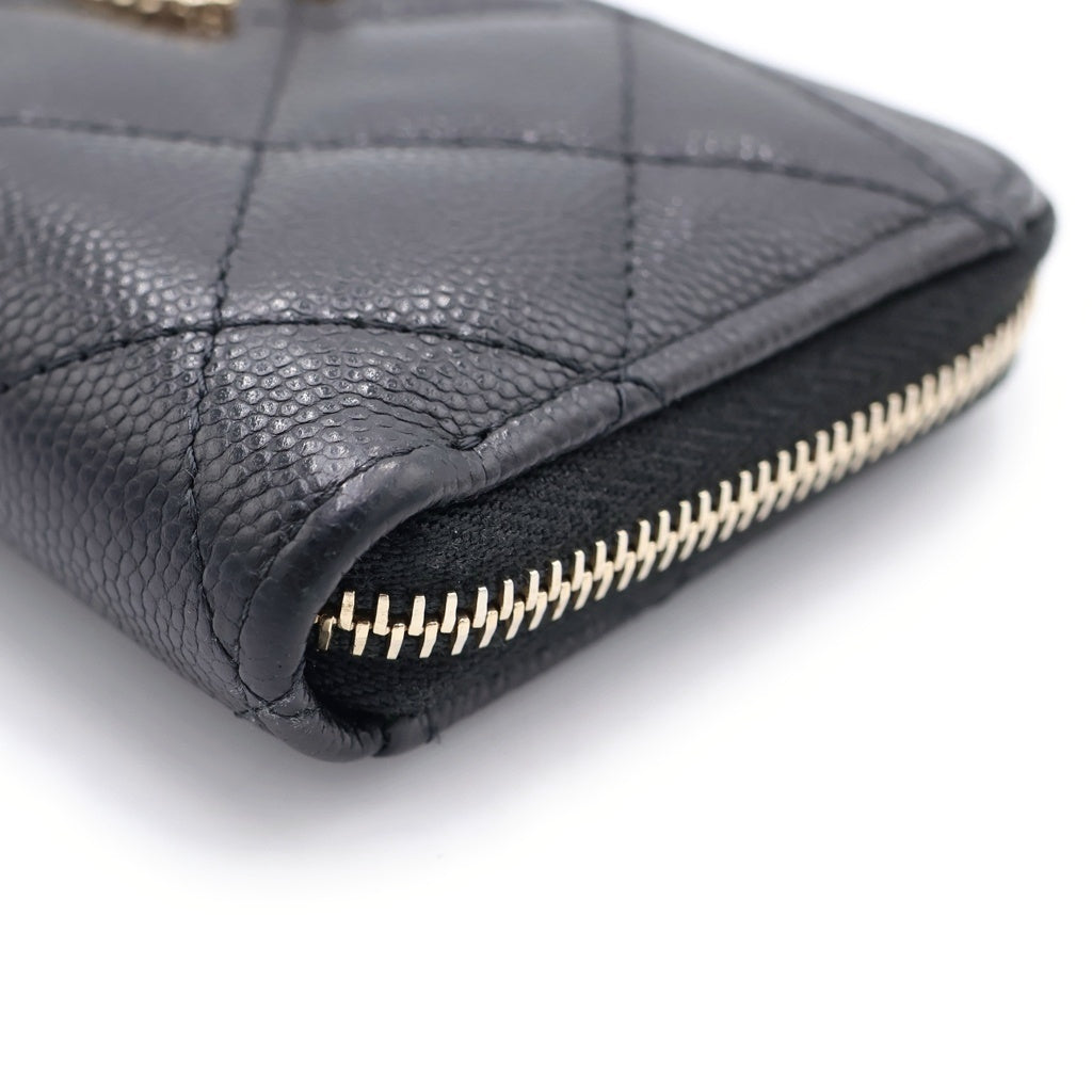 CHANEL(シャネル) マトラッセ ココマーク カードケース フラグメント キャビアスキン ブラック ゴールド金具 AP4091 レディース