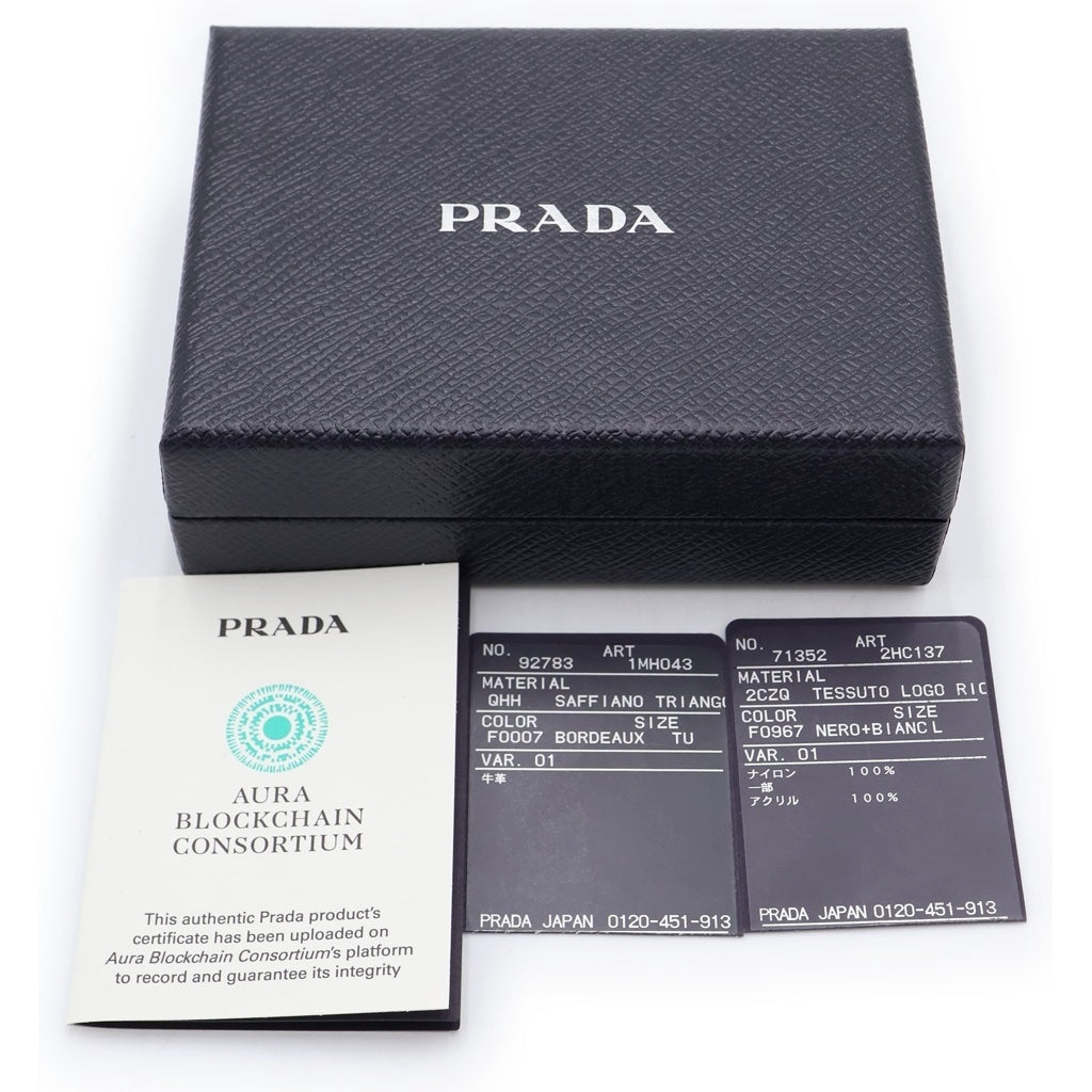 PRADA(プラダ) 三つ折り財布 サフィアーノ トライアングル レザー ブラック 1MH043 レディース