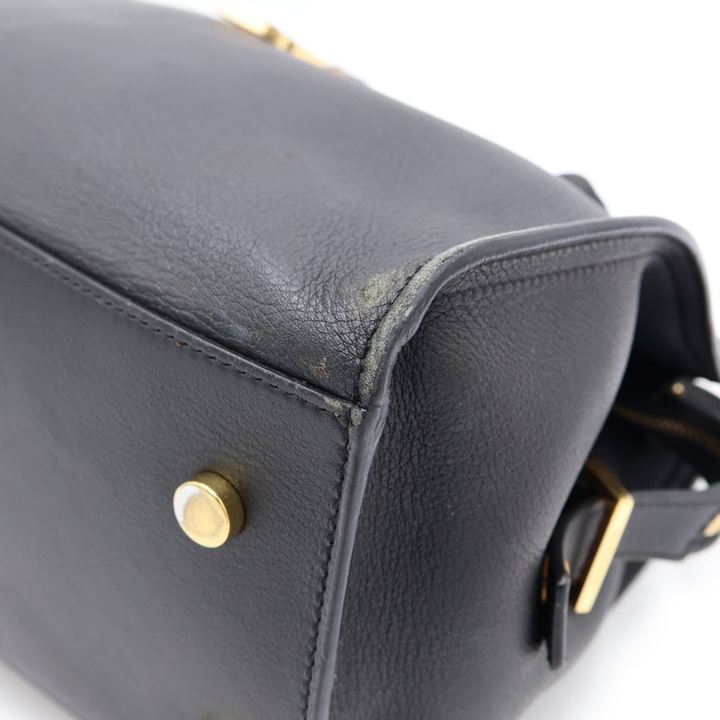 SAINT LAURENT PARIS(サンローランパリ) スモールカバス ハンドバッグ ブラック レザー 424869 ゴールド金具 レディース