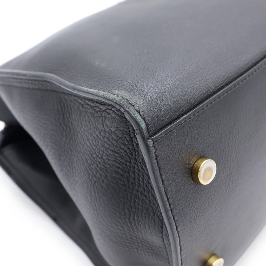 SAINT LAURENT PARIS(サンローランパリ) スモールカバス ハンドバッグ ブラック レザー 424869 ゴールド金具 レディース