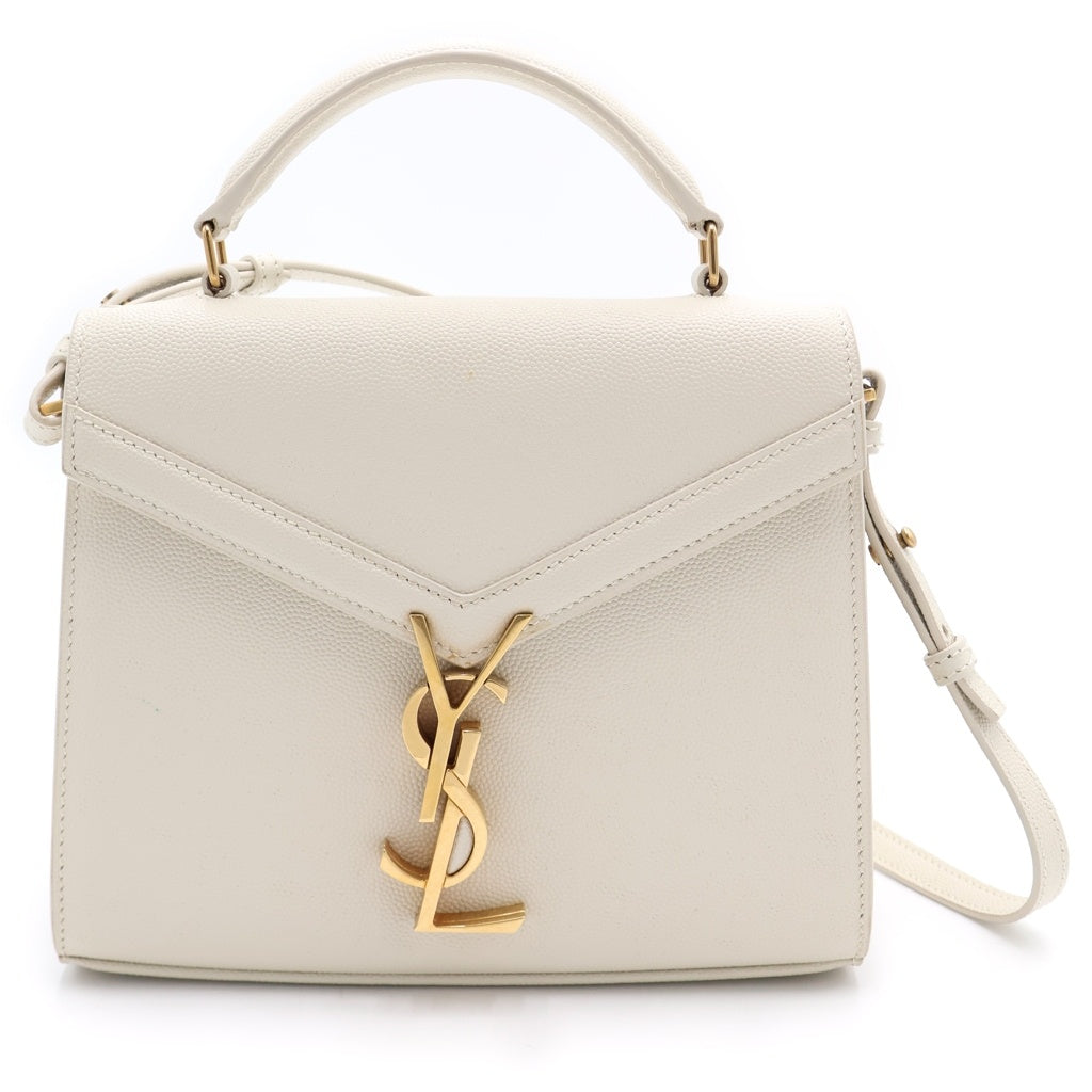 SAINT LAURENT PARIS(サンローランパリ) カサンドラミニ レザー 2WAYハンドバッグ ショルダーバッグ アイボリー レザー 602716 ゴールド金具 レディース