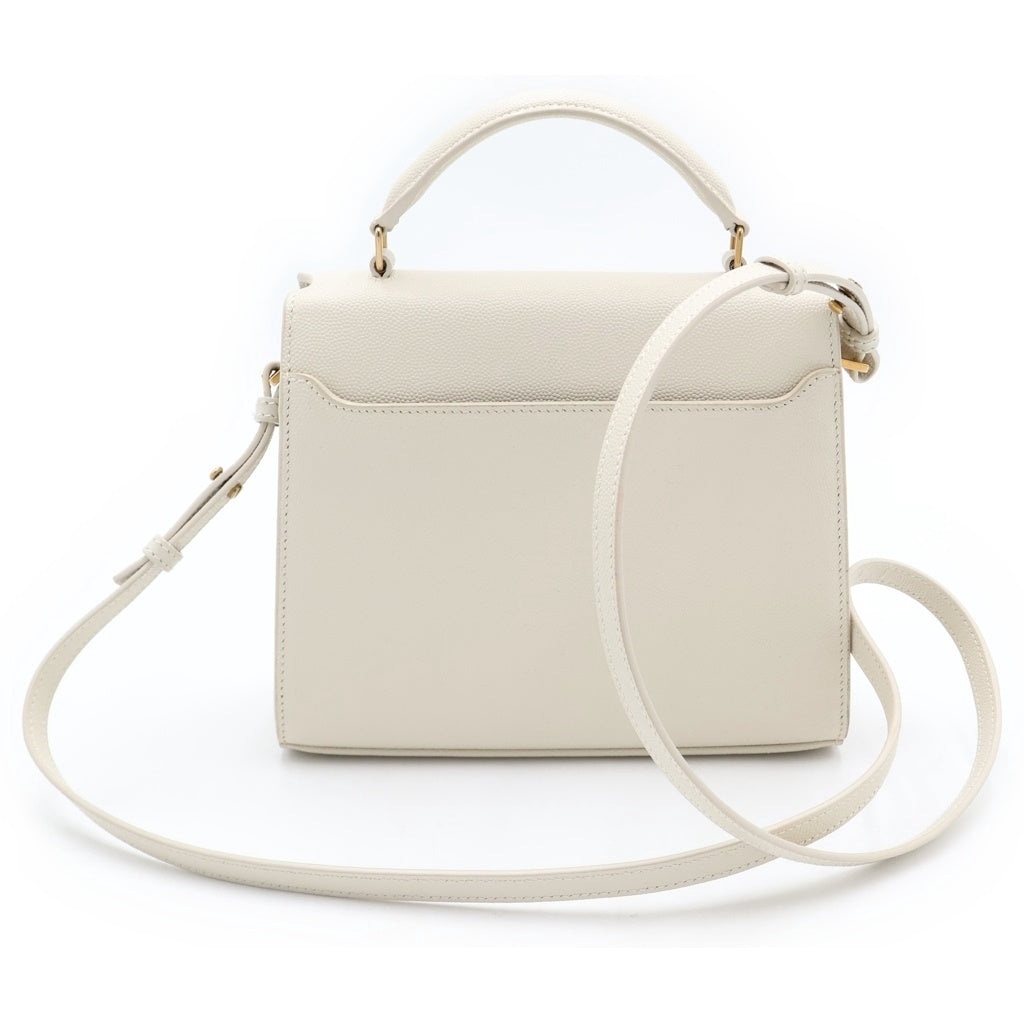 SAINT LAURENT PARIS(サンローランパリ) カサンドラミニ レザー 2WAYハンドバッグ ショルダーバッグ アイボリー レザー 602716 ゴールド金具 レディース