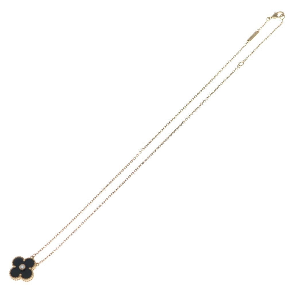 Van Cleef & Arpels(ヴァンクリーフアンドアーペル) ヴィンテージアルハンブラ オニキス 1Pダイヤ ネックレス ペンダント チェーン 2016年ホリデー限定 ピンクゴールド Au750PG JE687733 レディース