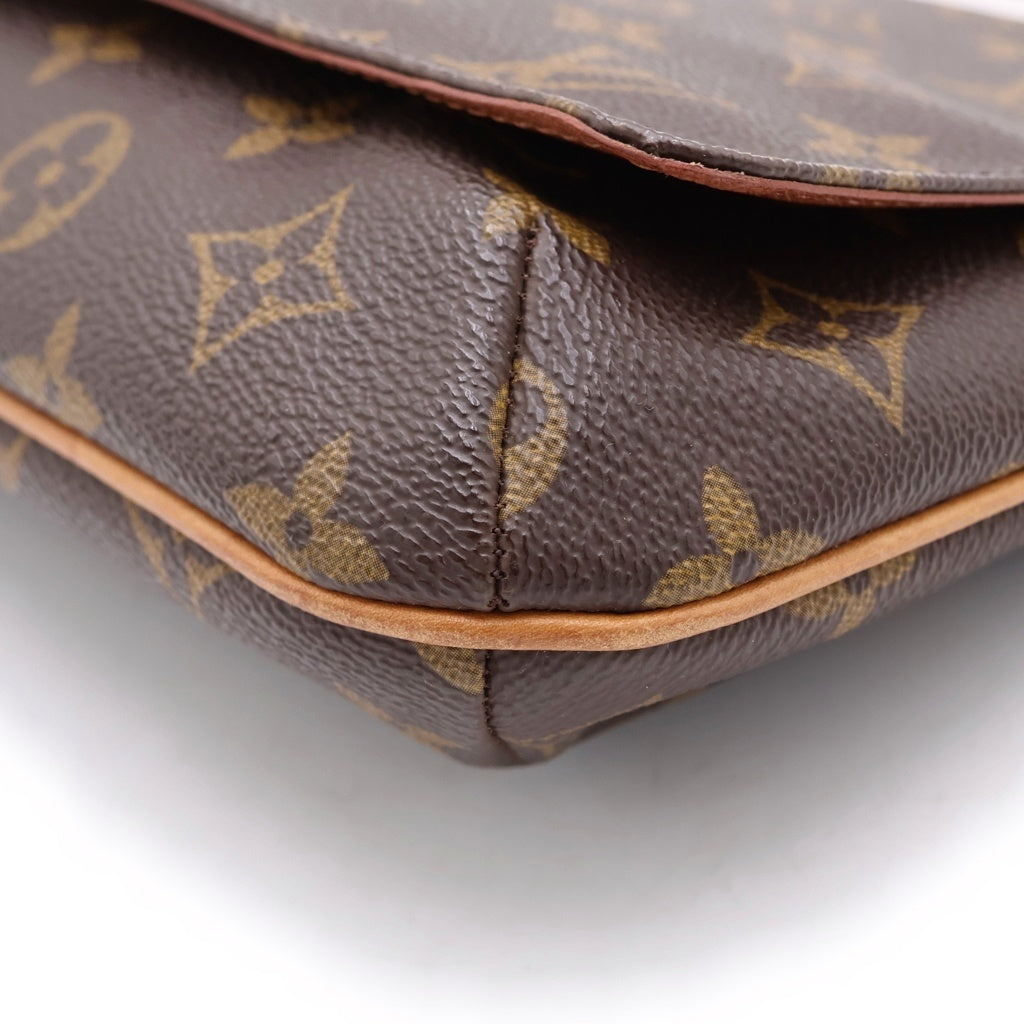 LOUIS VUITTON(ルイヴィトン) モノグラム ミュゼットタンゴ ショルダーバッグ ブラウン レザー×PVC M51257 ゴールド金具 レディース