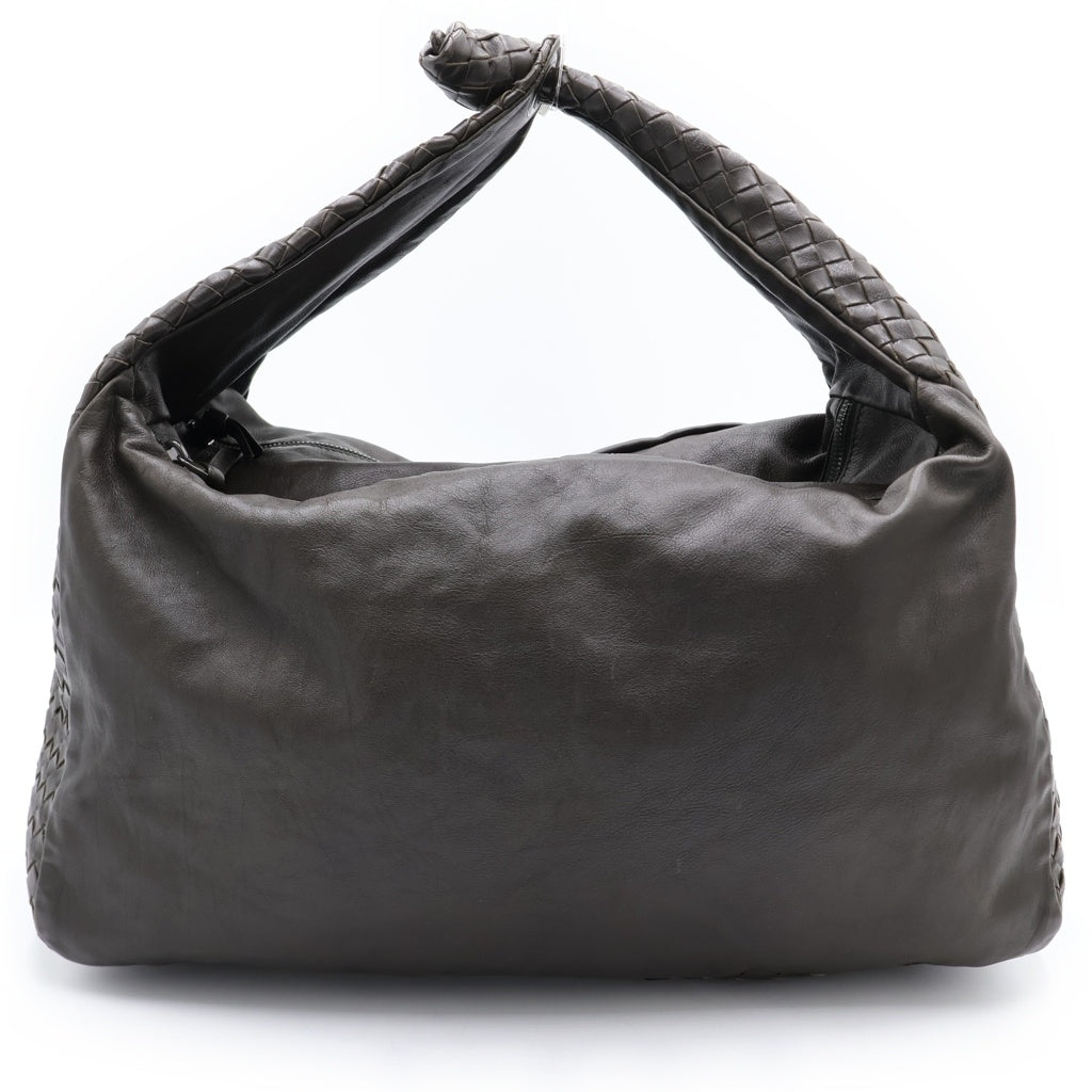 BOTTEGA VENETA(ボッテガヴェネタ) イントレチャート ホーボー ワンショルダーバッグ ハンドバッグ オリーブ ブラウン レザー レディース